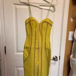Elegant Yellow Strapless Dress
